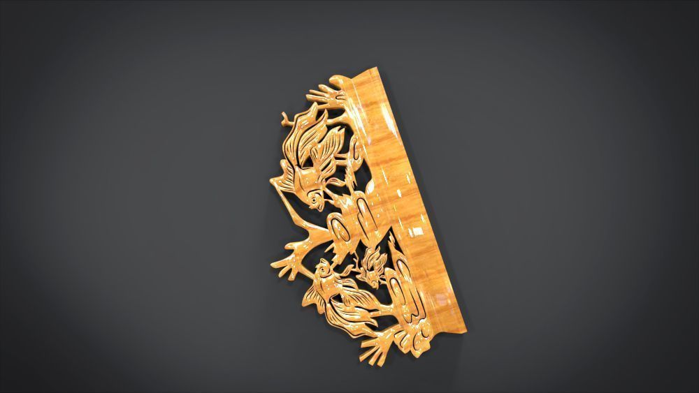 Unique Wall Ornament with Fish Ornament motif 3D print model_11