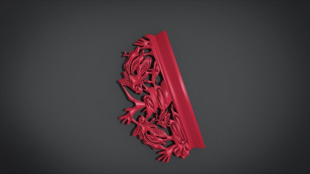 Unique Wall Ornament with Fish Ornament motif 3D print model_19