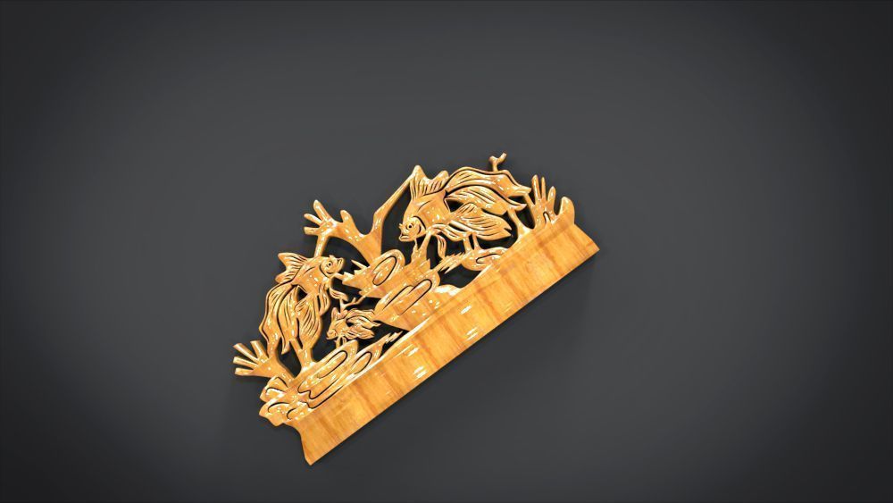 Unique Wall Ornament with Fish Ornament motif 3D print model_8