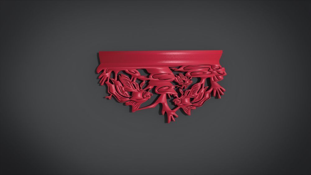 Unique Wall Ornament with Fish Ornament motif 3D print model_18
