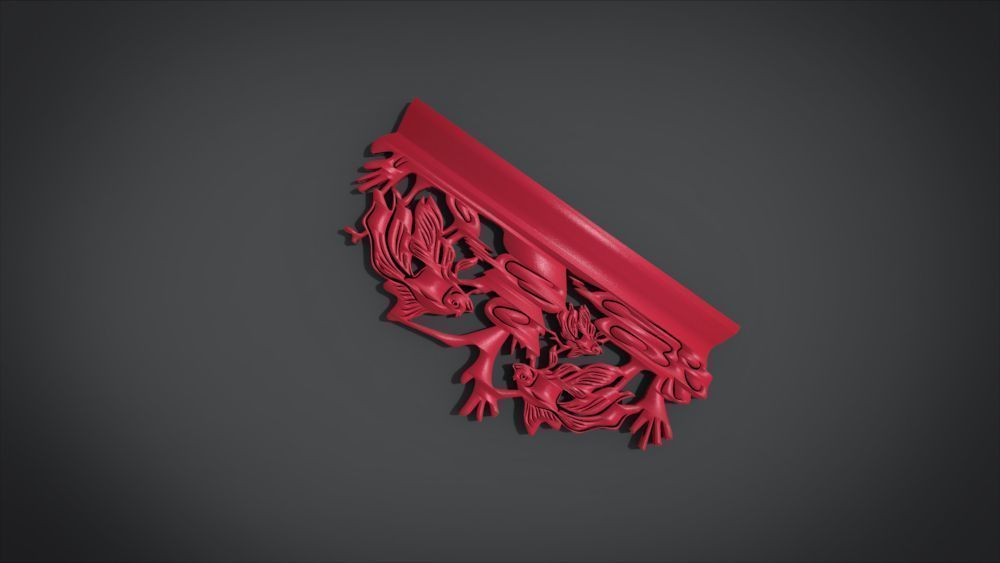 Unique Wall Ornament with Fish Ornament motif 3D print model_17