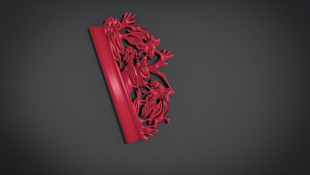 Unique Wall Ornament with Fish Ornament motif 3D print model_16