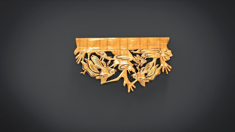 Unique Wall Ornament with Fish Ornament motif 3D print model_5