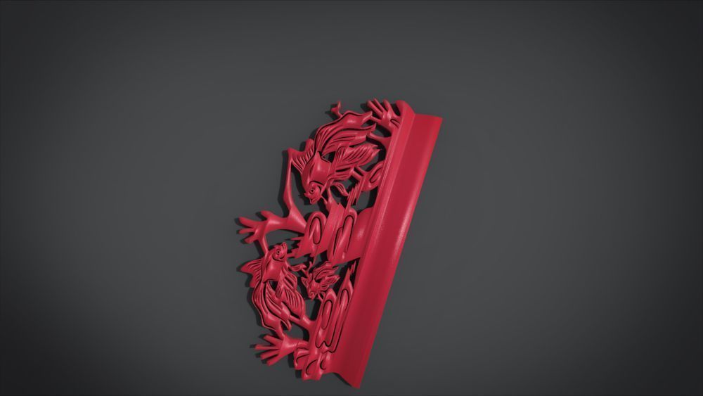 Unique Wall Ornament with Fish Ornament motif 3D print model_21