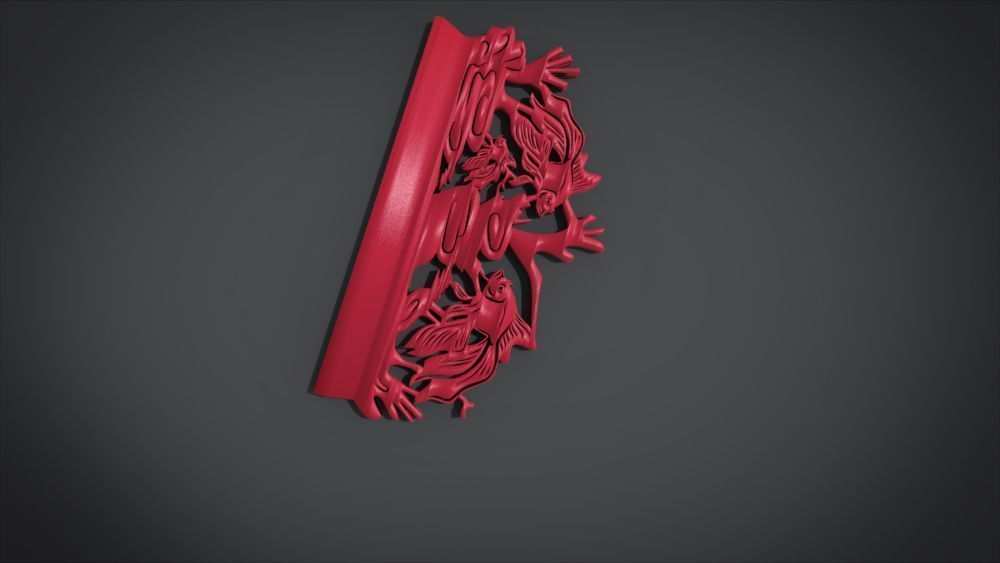 Unique Wall Ornament with Fish Ornament motif 3D print model_14