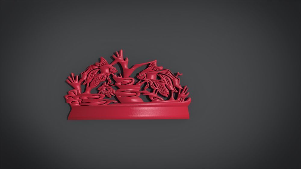 Unique Wall Ornament with Fish Ornament motif 3D print model_13