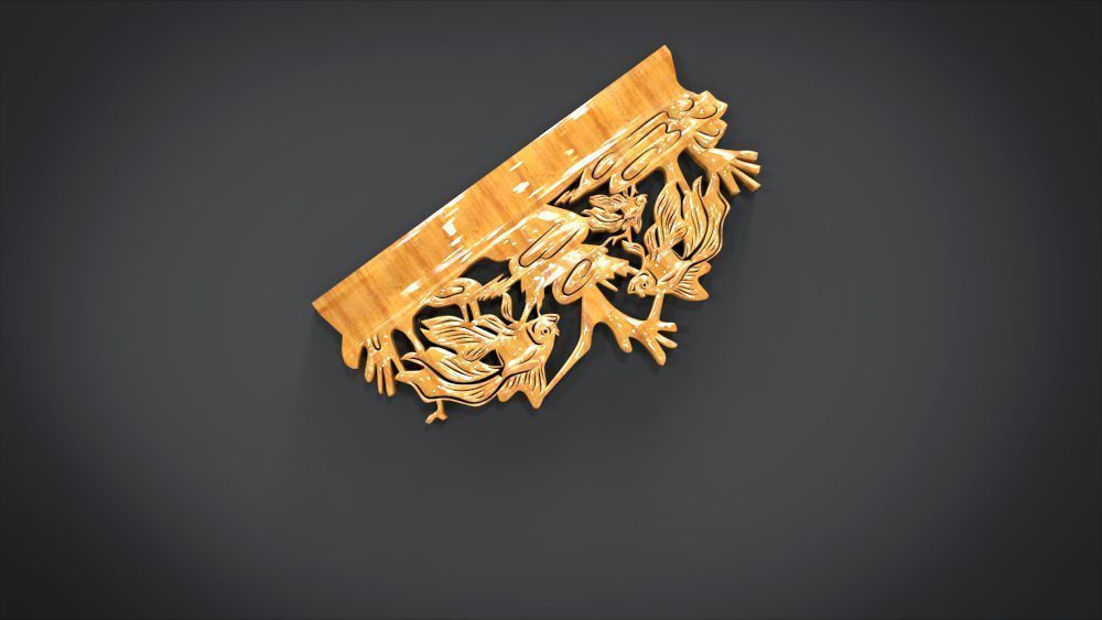Unique Wall Ornament with Fish Ornament motif 3D print model_3