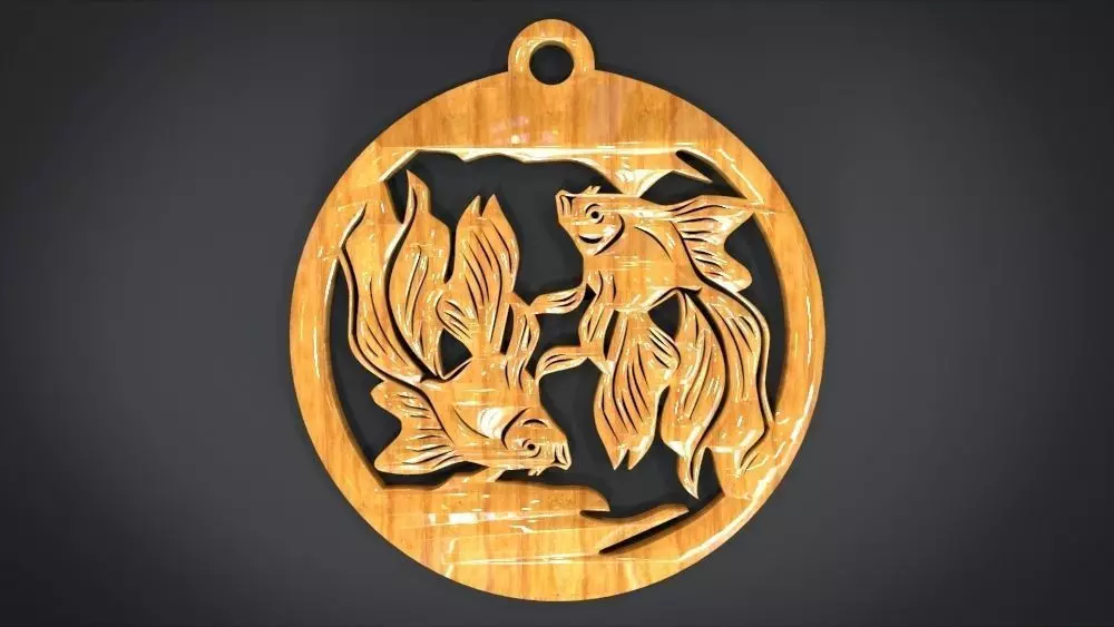 Wall decoration with Fish motif Low-poly 3D model