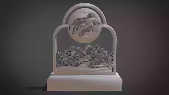 Decorative clock furniture with Fish motif design 3D print model