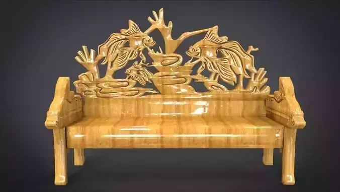 Unique Long Chair Ornament with Fish Ornament motif