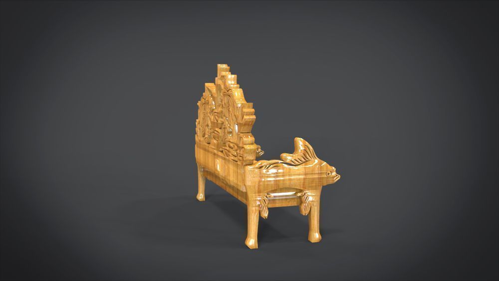 Unique Long Chair Ornament with Fish Ornament motif 3D print model_11
