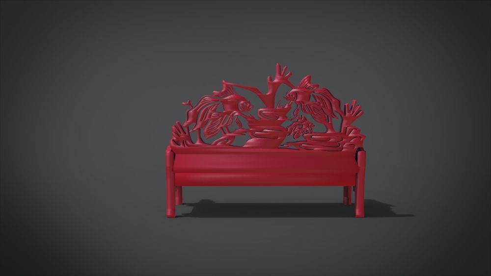 Unique Long Chair Ornament with Fish Ornament motif 3D print model_18