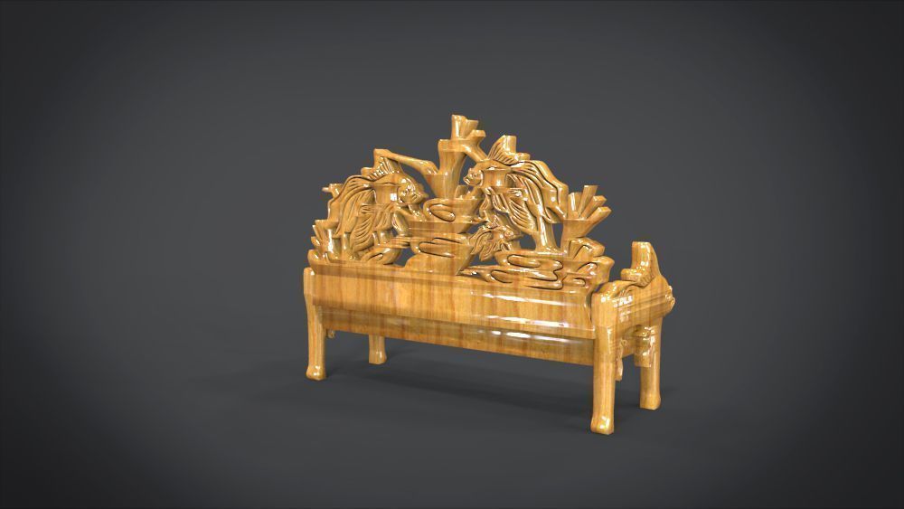 Unique Long Chair Ornament with Fish Ornament motif 3D print model_9