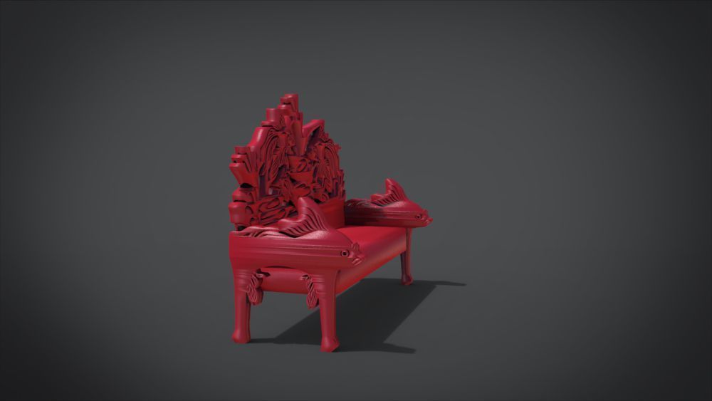 Unique Long Chair Ornament with Fish Ornament motif 3D print model_20