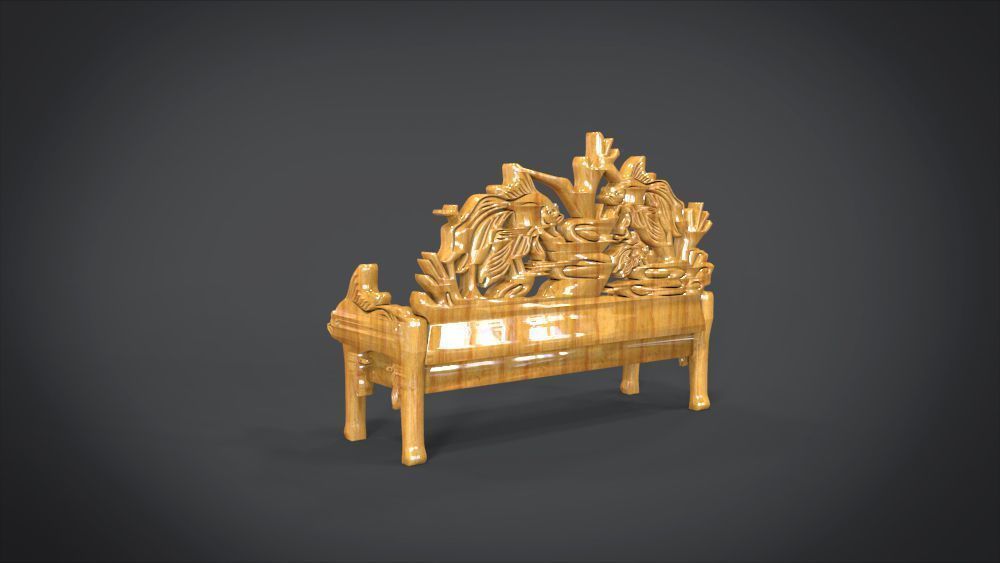 Unique Long Chair Ornament with Fish Ornament motif 3D print model_7