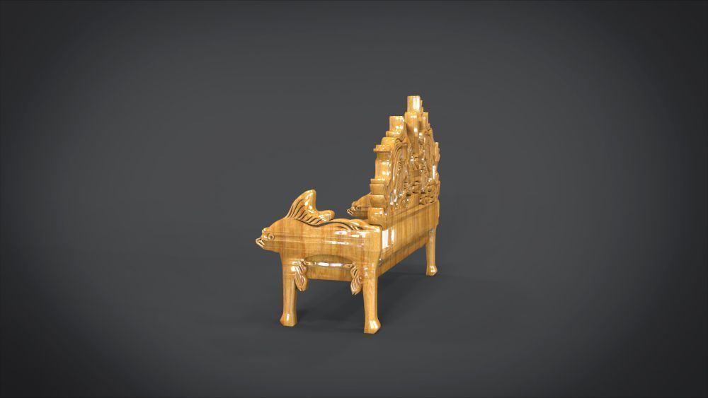 Unique Long Chair Ornament with Fish Ornament motif 3D print model_4