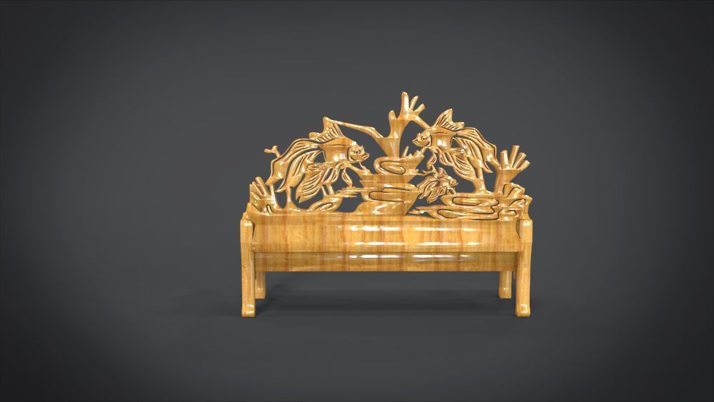 Unique Long Chair Ornament with Fish Ornament motif 3D print model_8