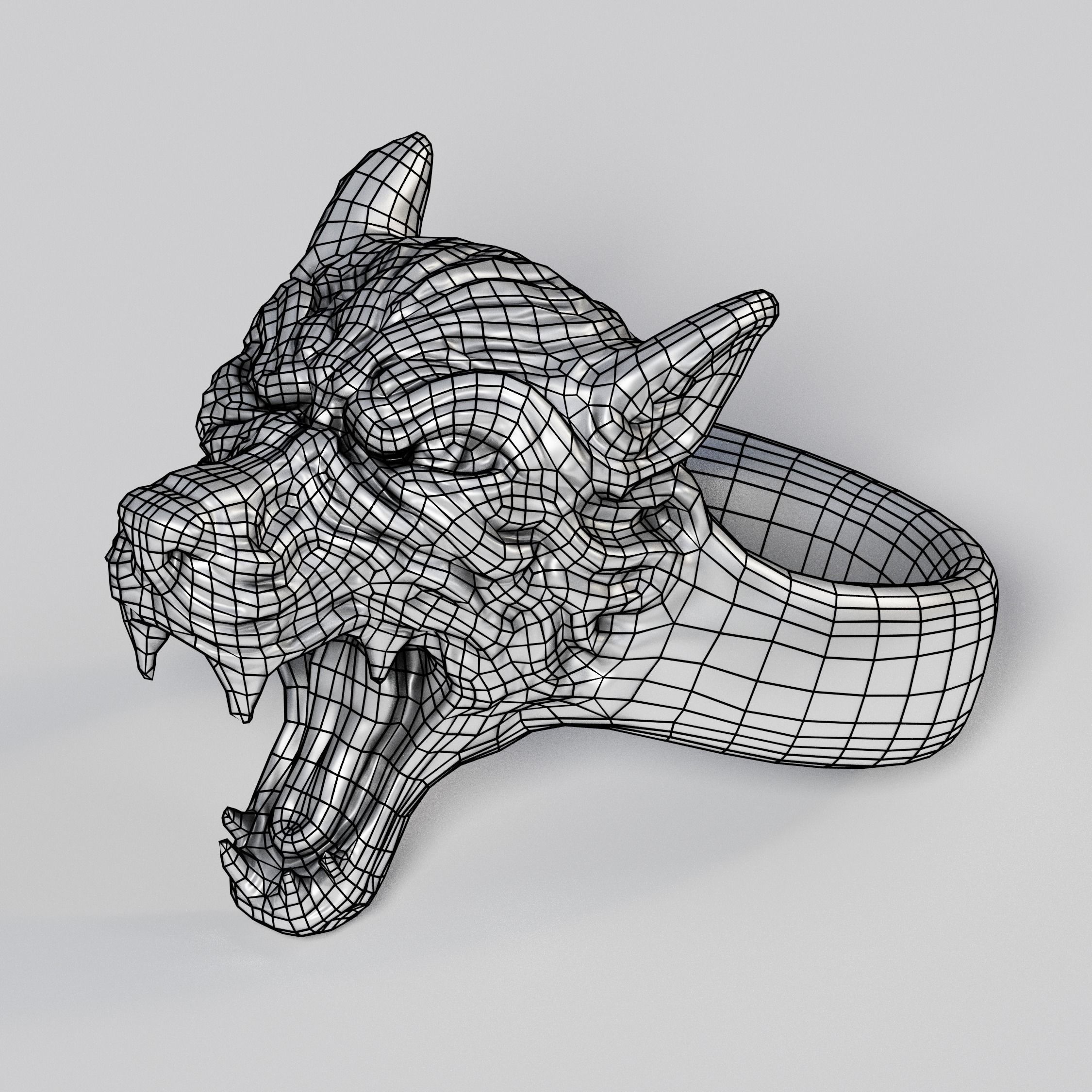 Wolf Ring Low-poly 3D model_10