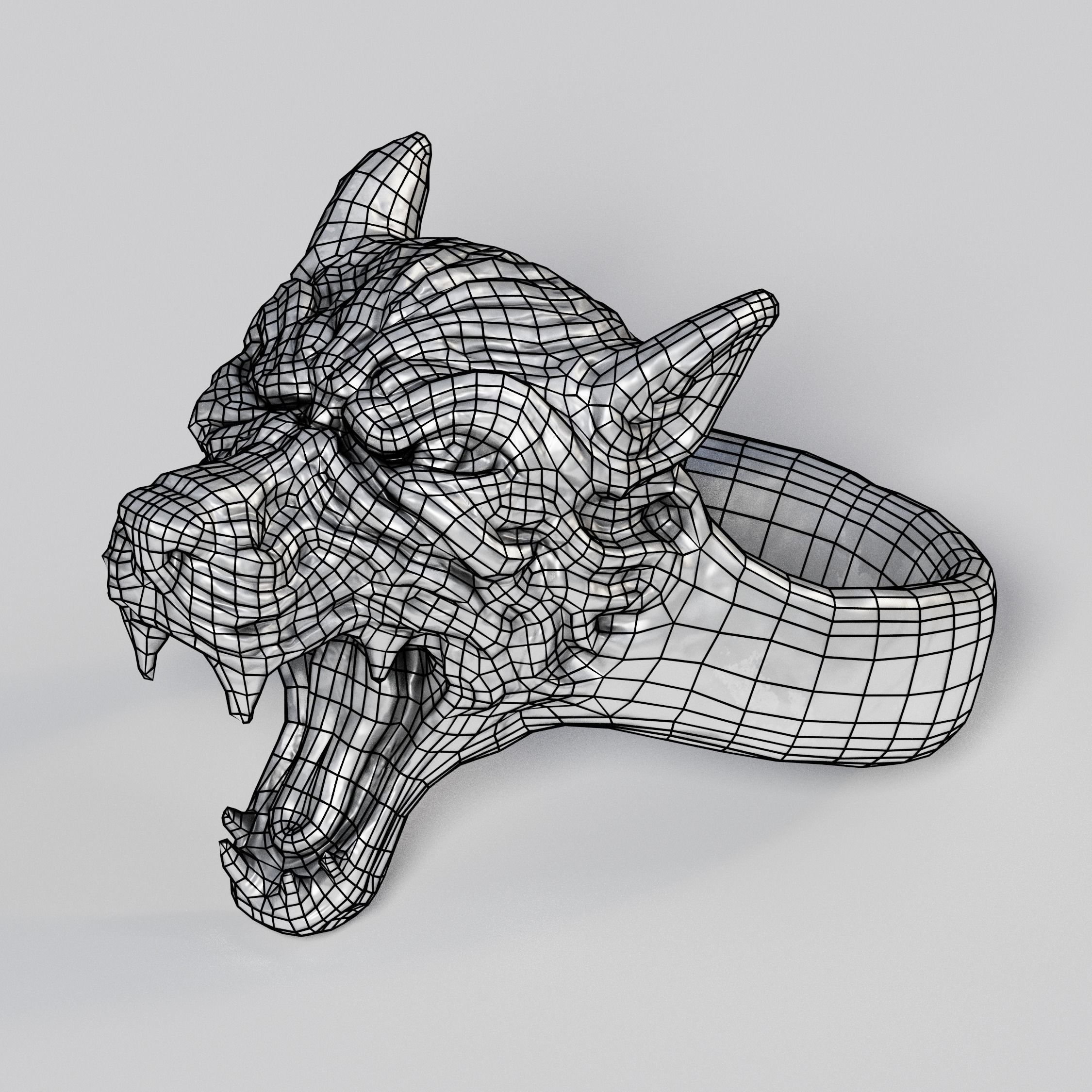 Wolf Ring Low-poly 3D model_3