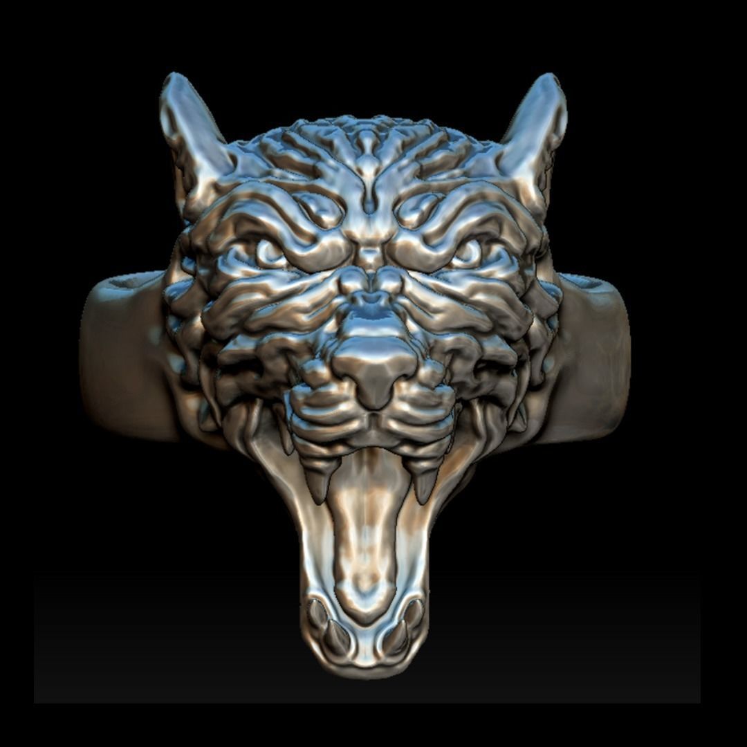 Wolf Ring 3D print model_9