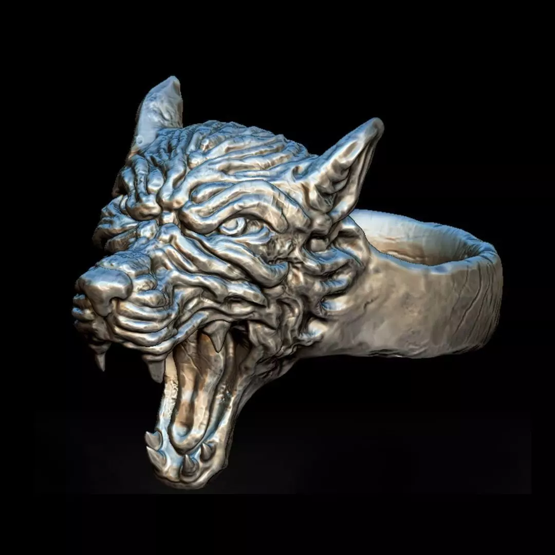 Wolf Ring 3D print model_0