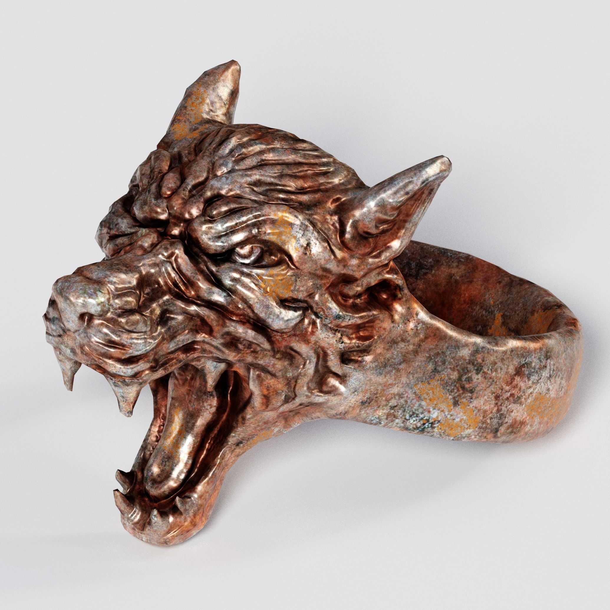 Wolf Ring 3D print model_4