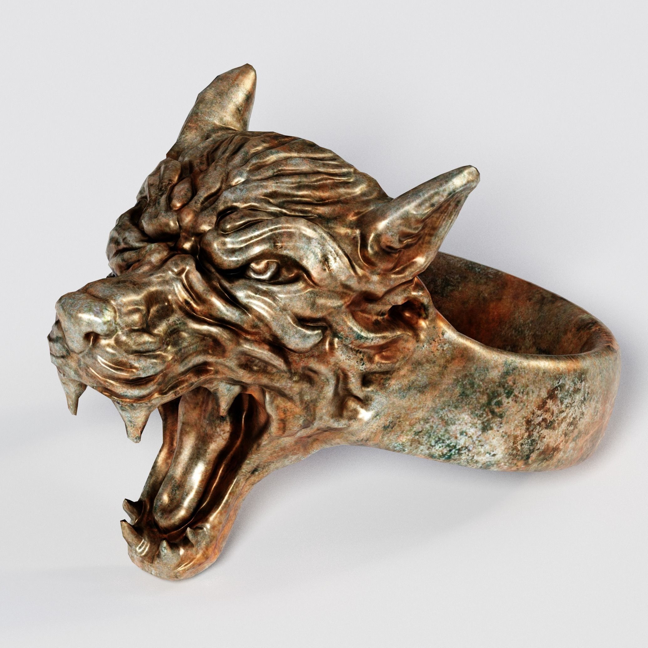 Wolf Ring 3D print model_12