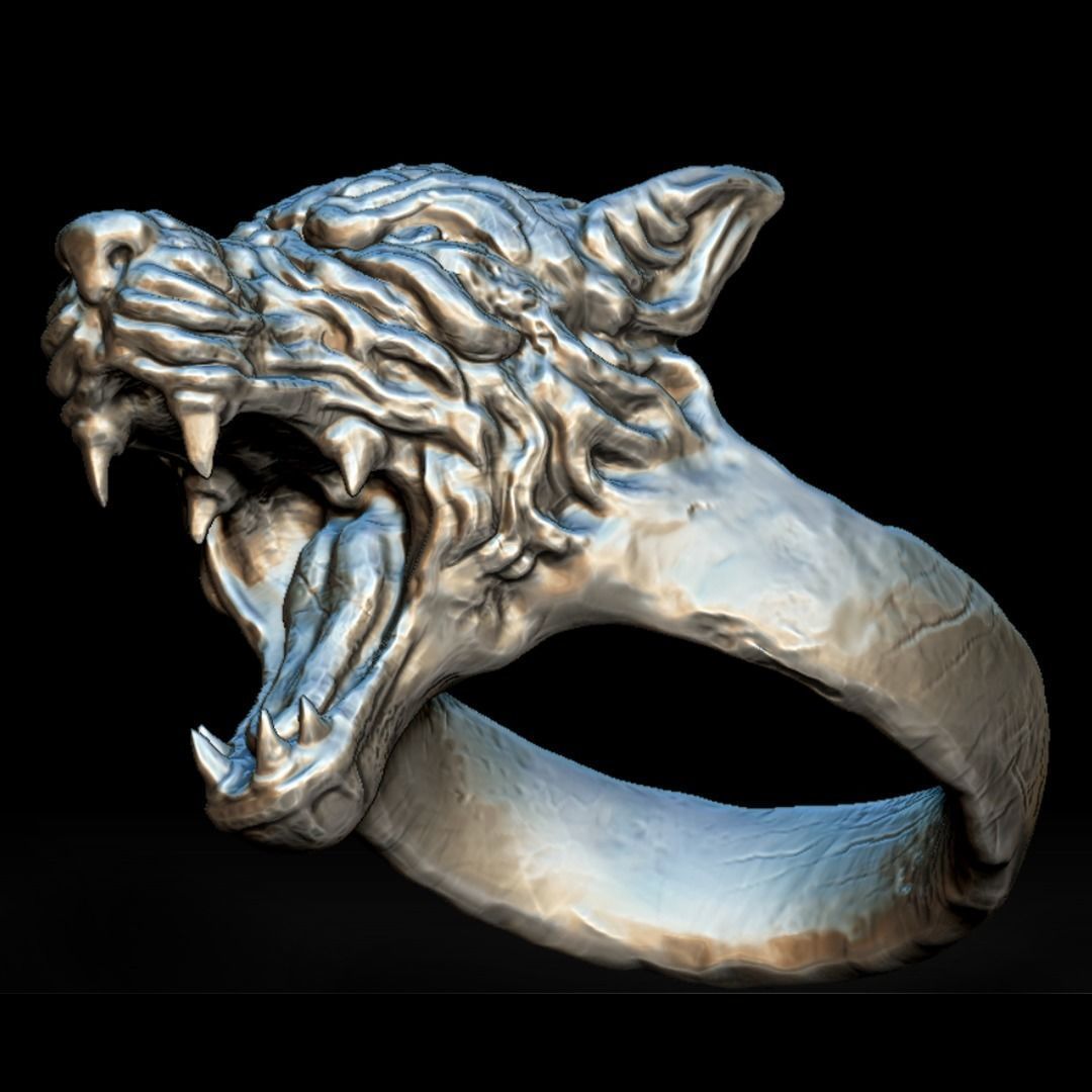 Wolf Ring 3D print model_3