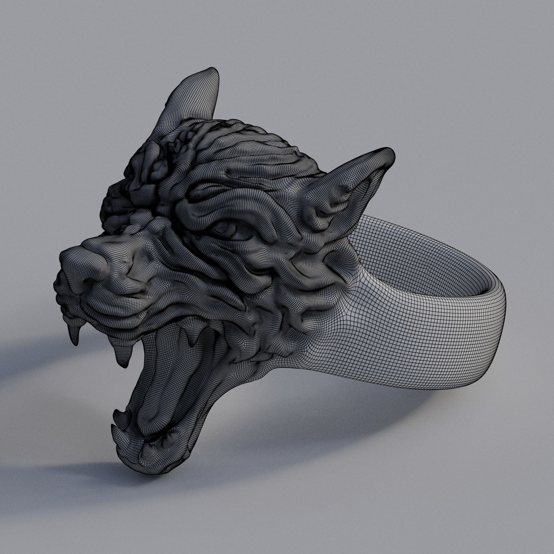 Wolf Ring 3D print model_14