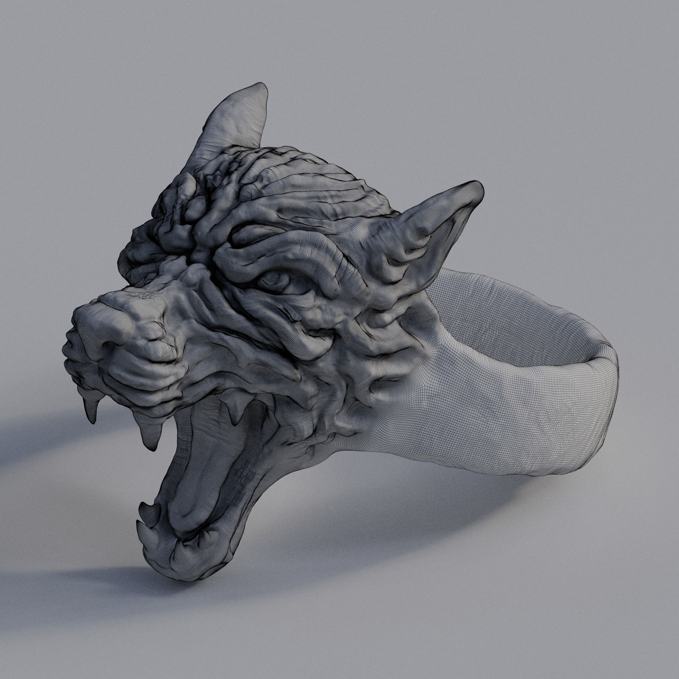 Wolf Ring 3D print model_7