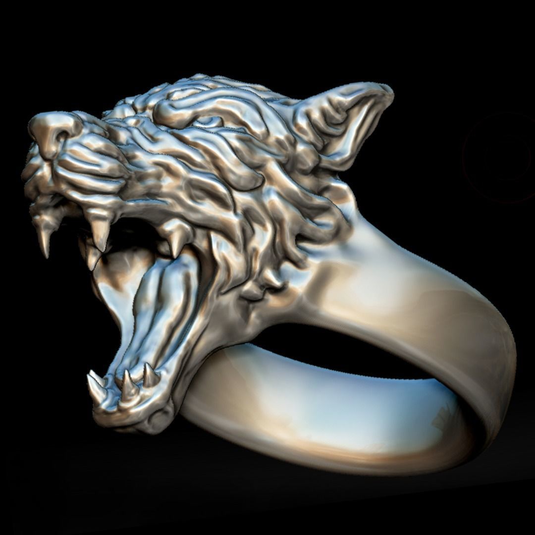 Wolf Ring 3D print model_11