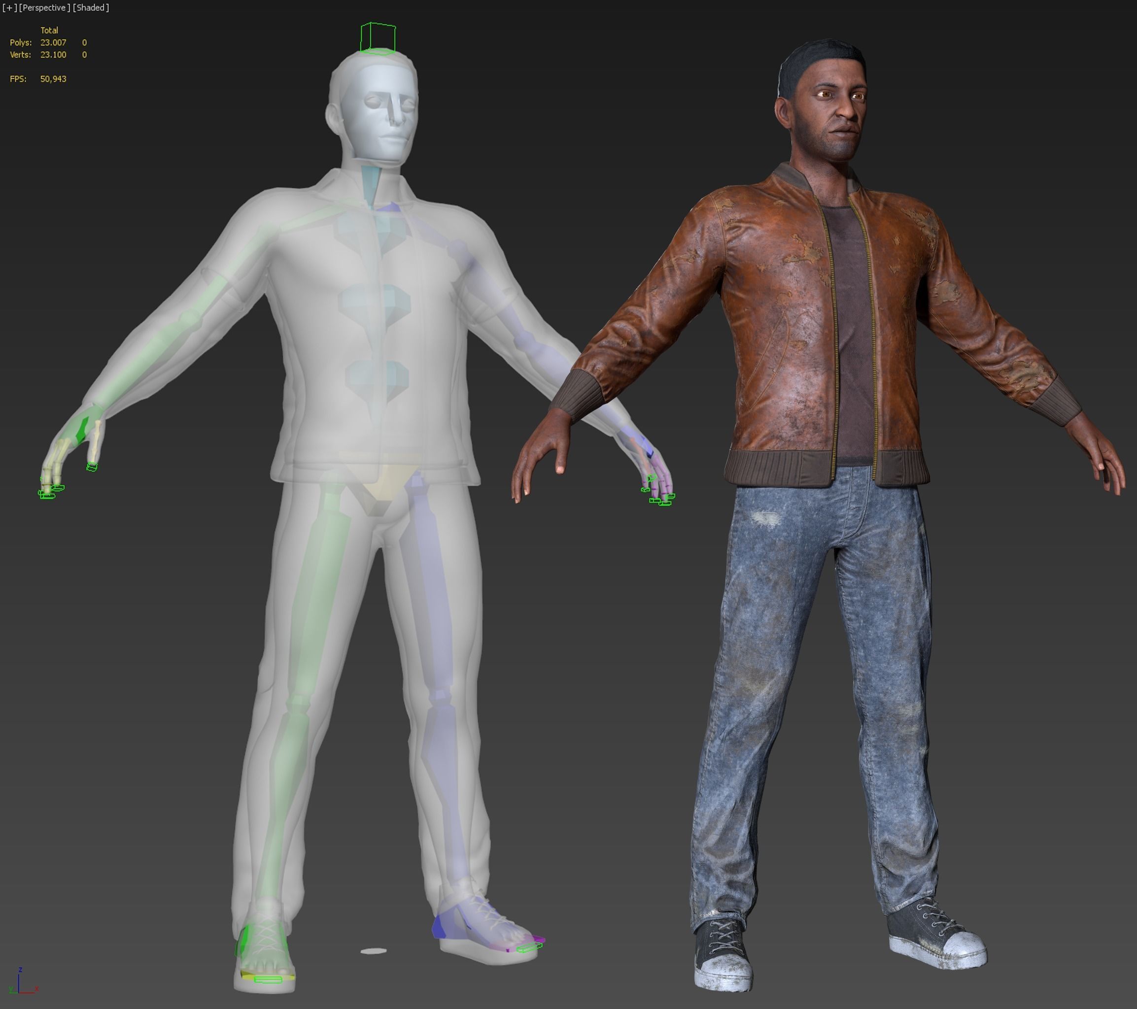 Black Skin Male Survivor Low-poly 3D model_11