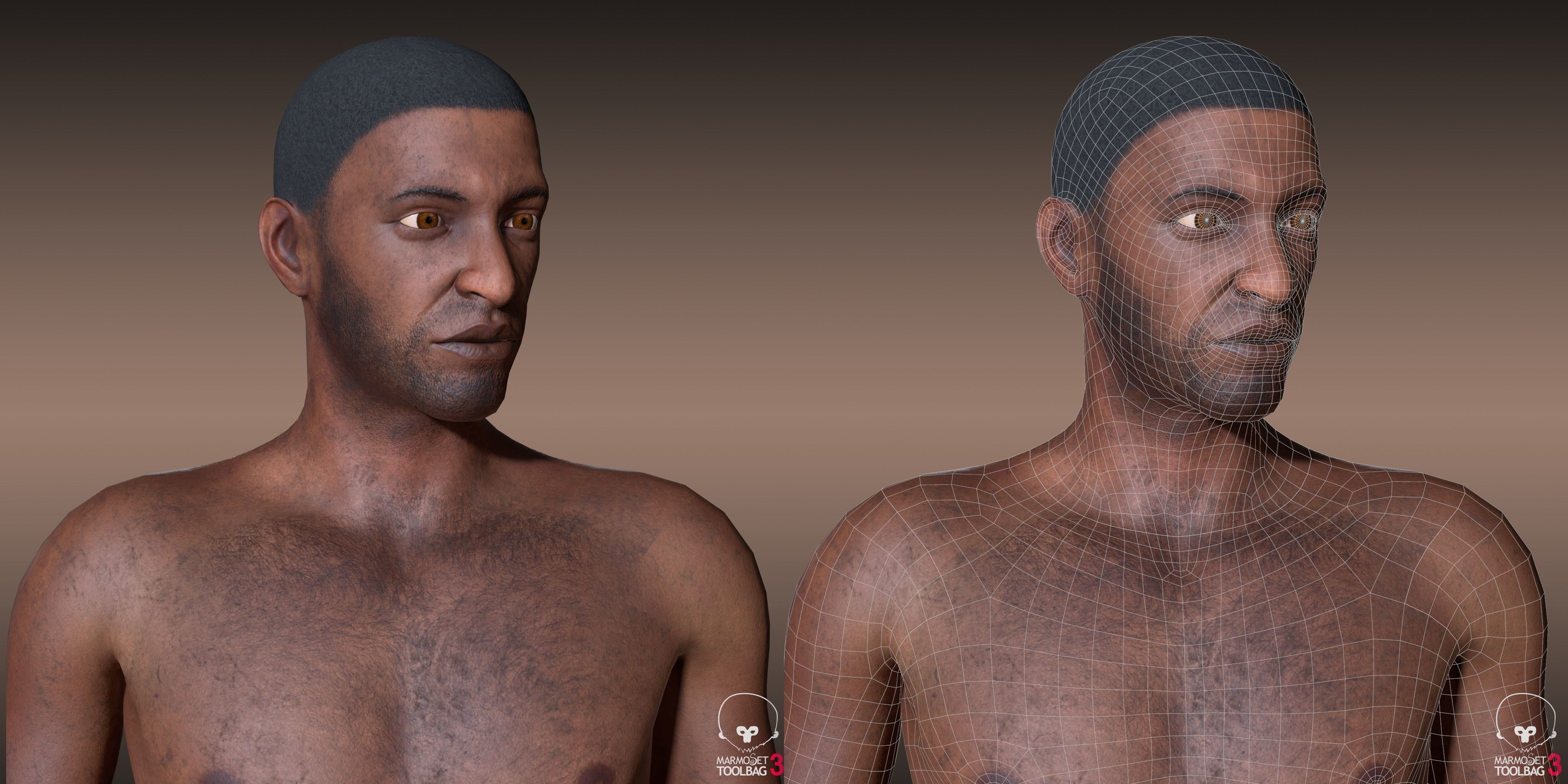 Black Skin Male Survivor Low-poly 3D model_5