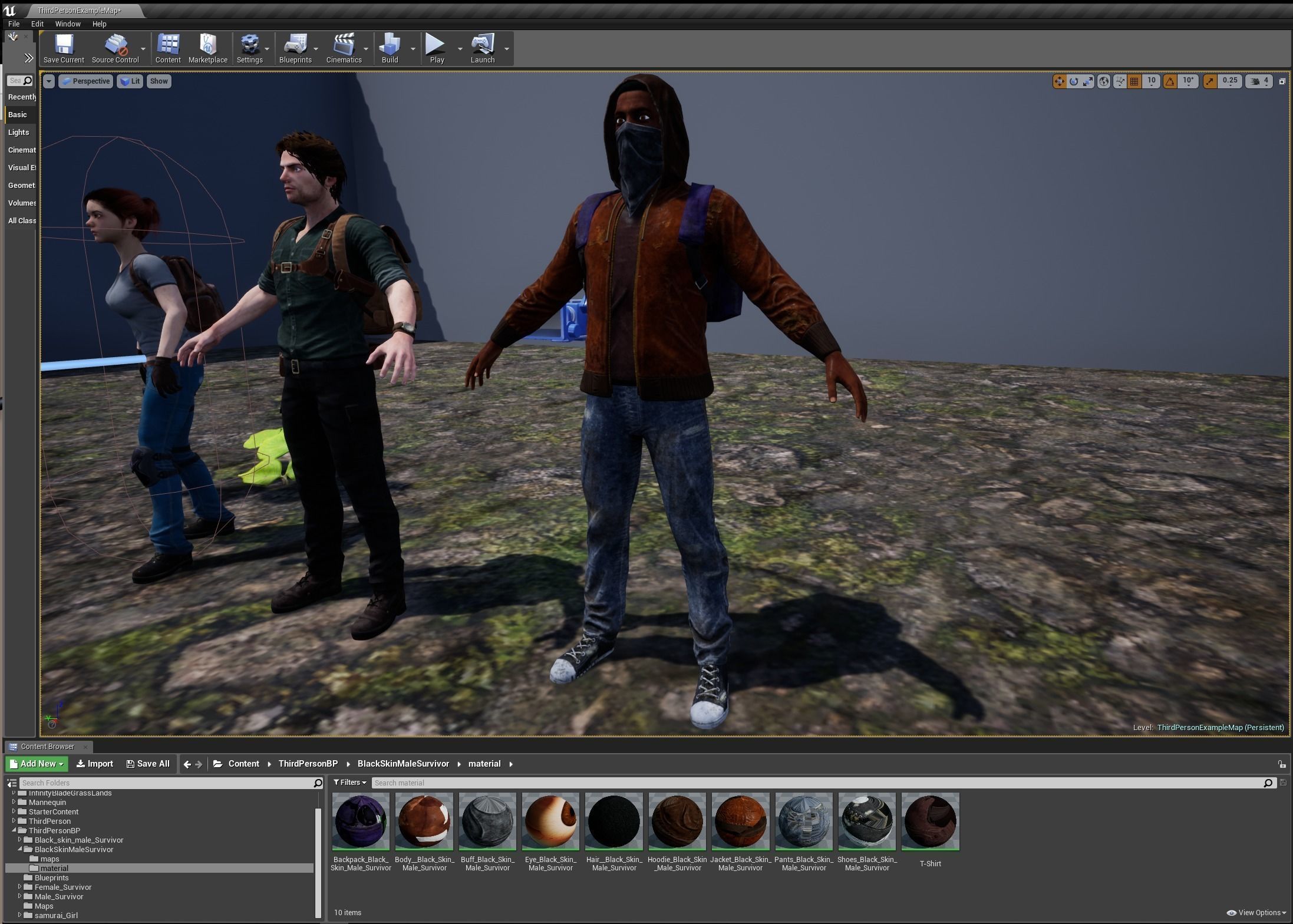 Black Skin Male Survivor Low-poly 3D model_17