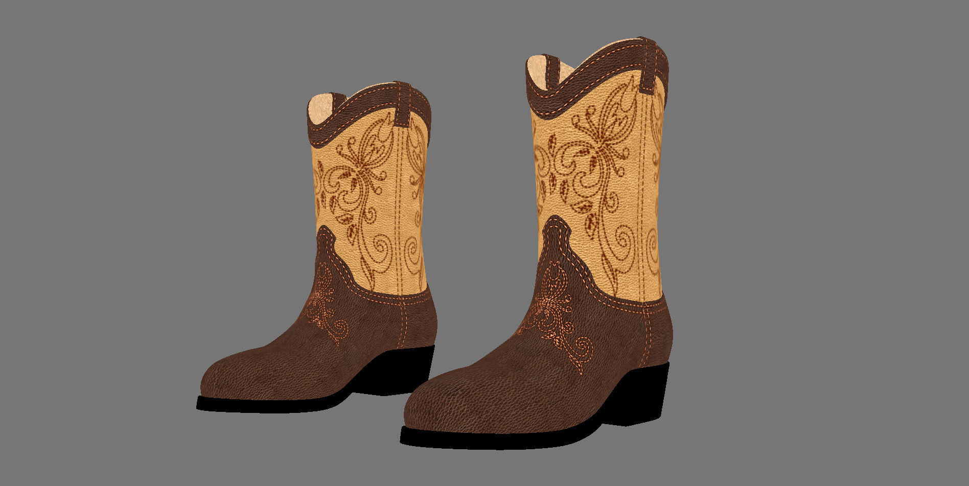 Men boots Low-poly 3D model_10