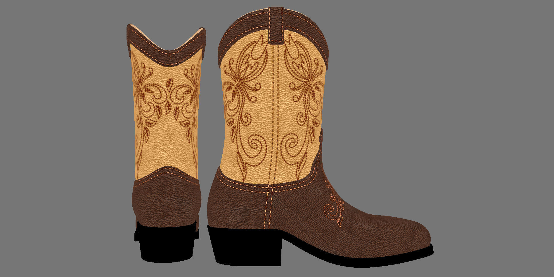 Men boots Low-poly 3D model_16