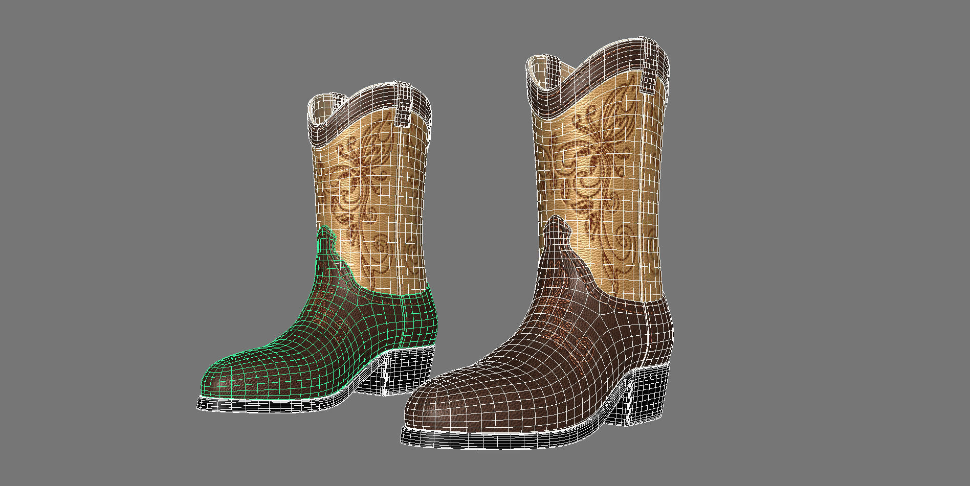 Men boots Low-poly 3D model_9