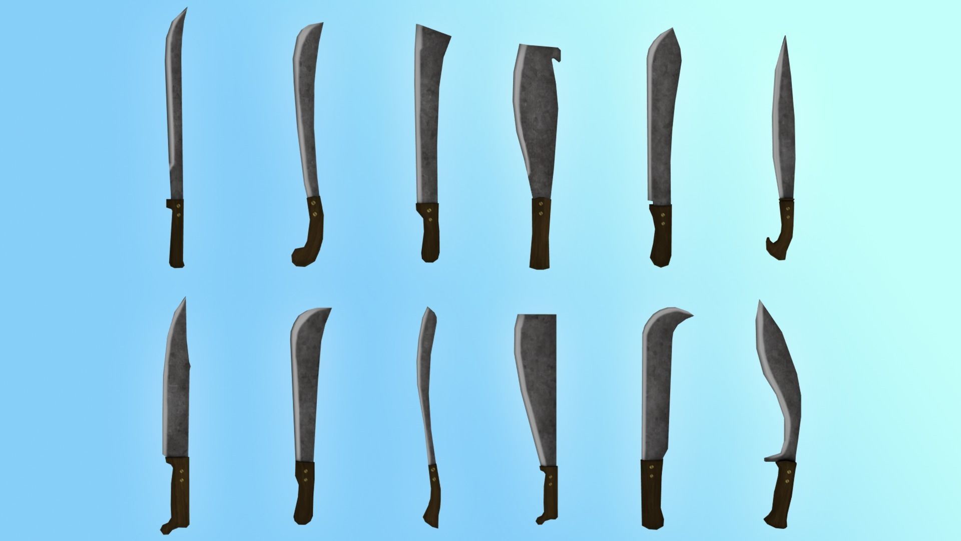 Machete Pack Low-poly 3D model_5