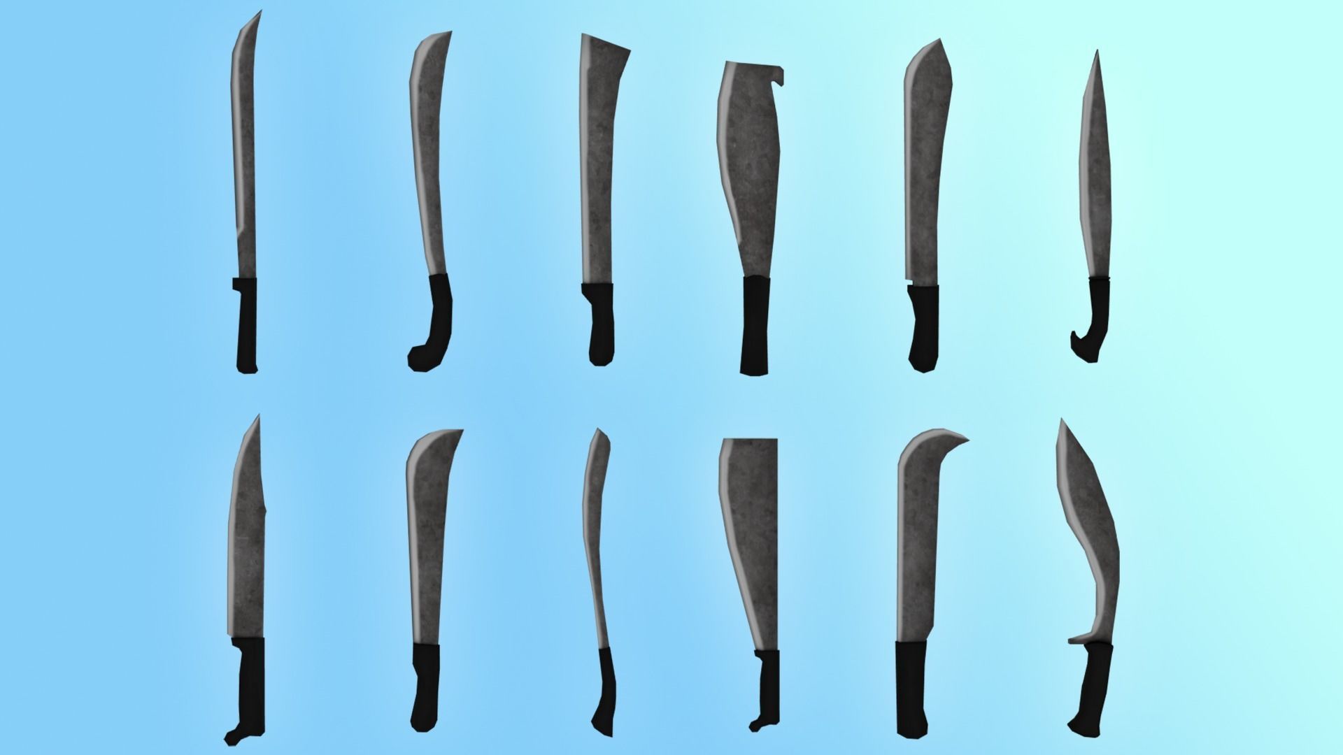 Machete Pack Low-poly 3D model_7