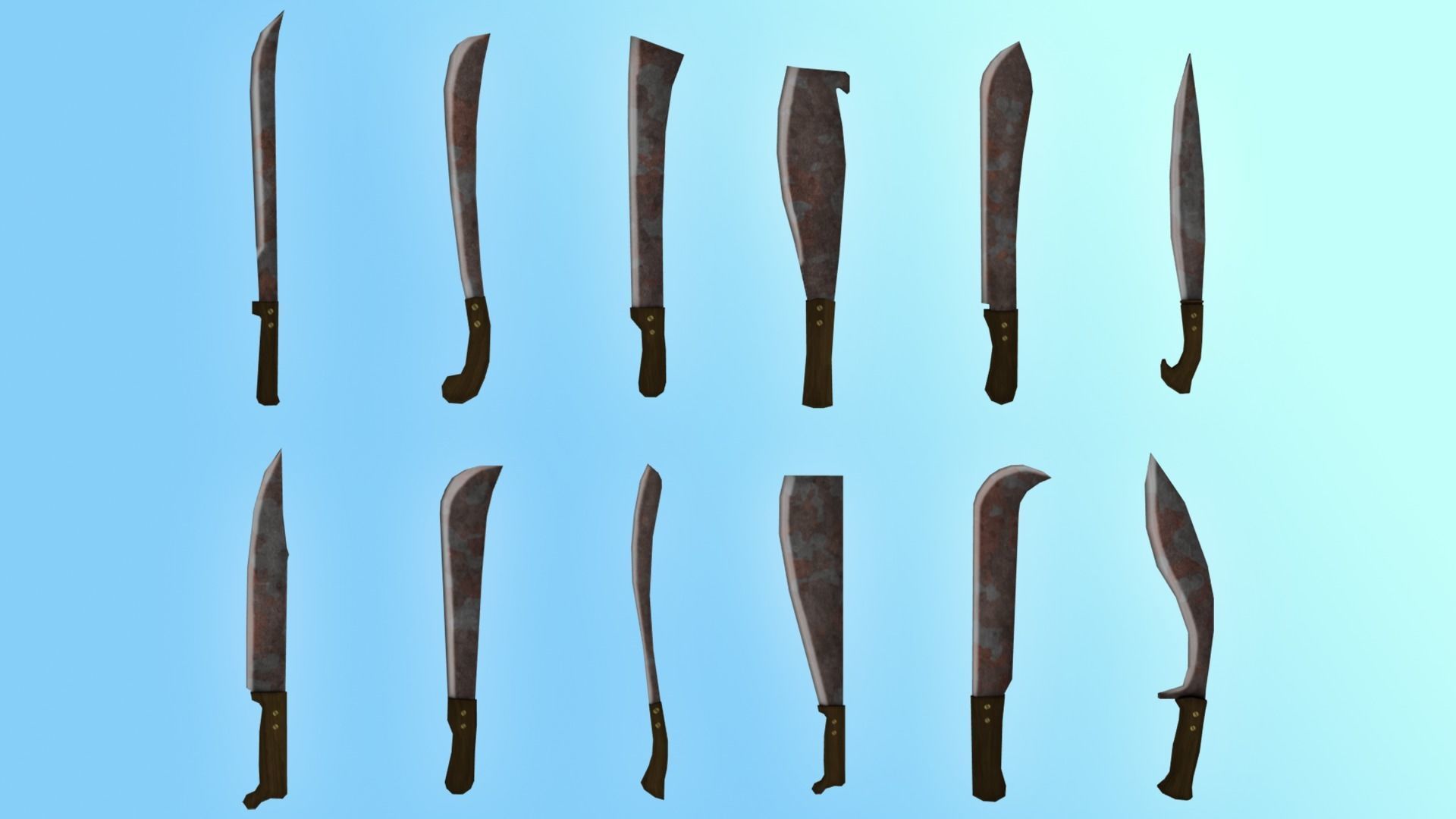 Machete Pack Low-poly 3D model_3