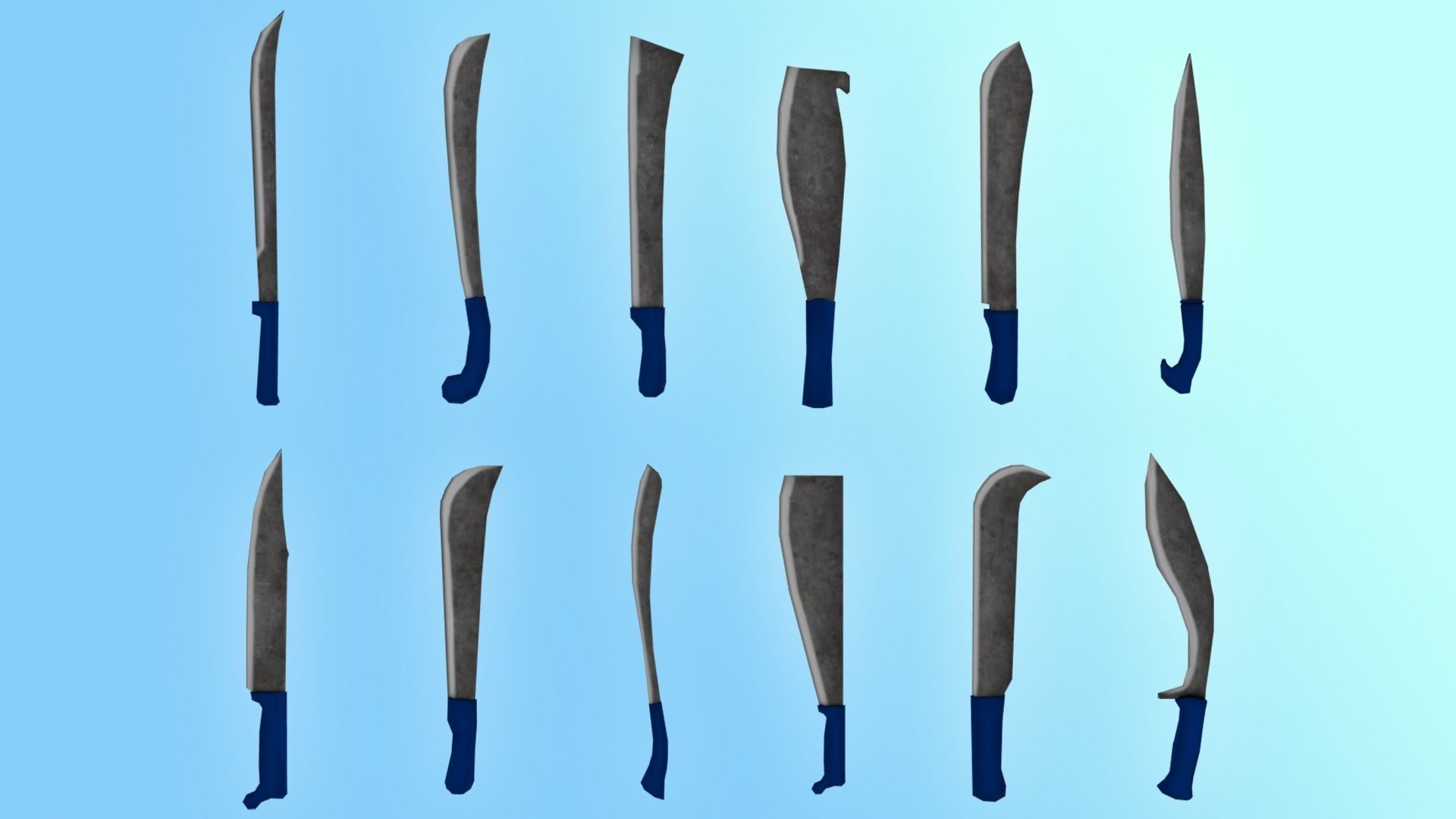 Machete Pack Low-poly 3D model_9