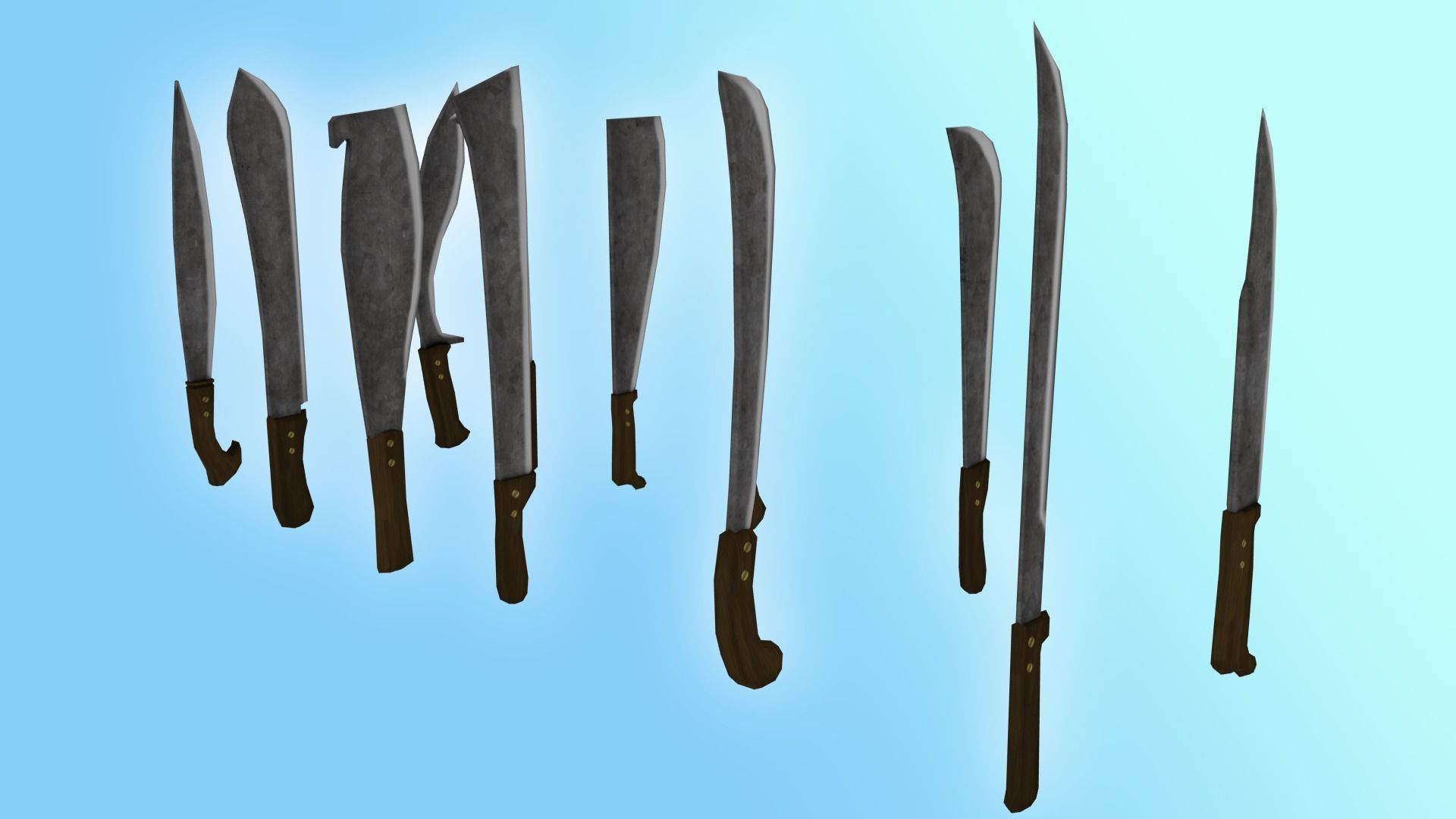 Machete Pack Low-poly 3D model_12