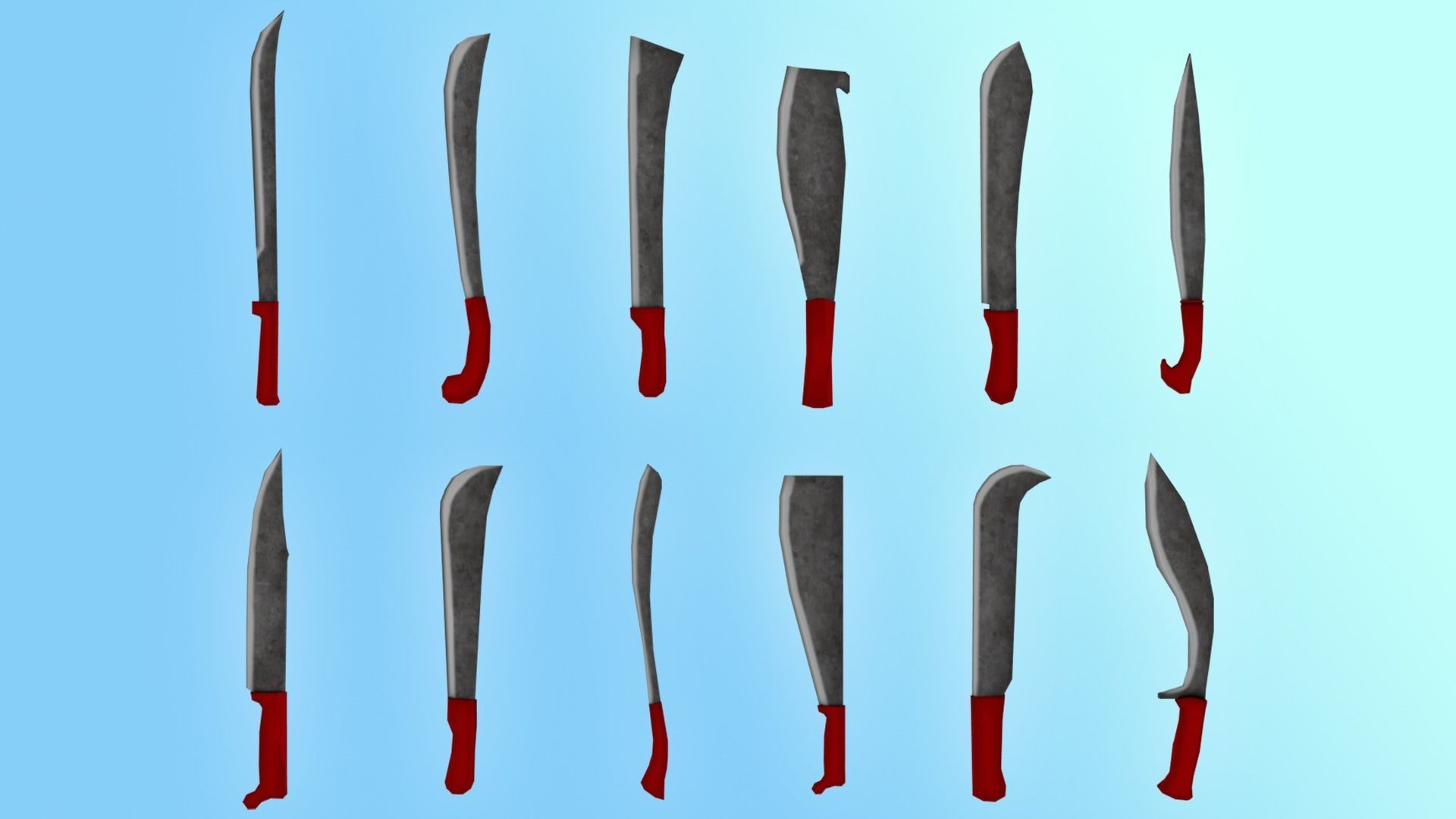 Machete Pack Low-poly 3D model_10