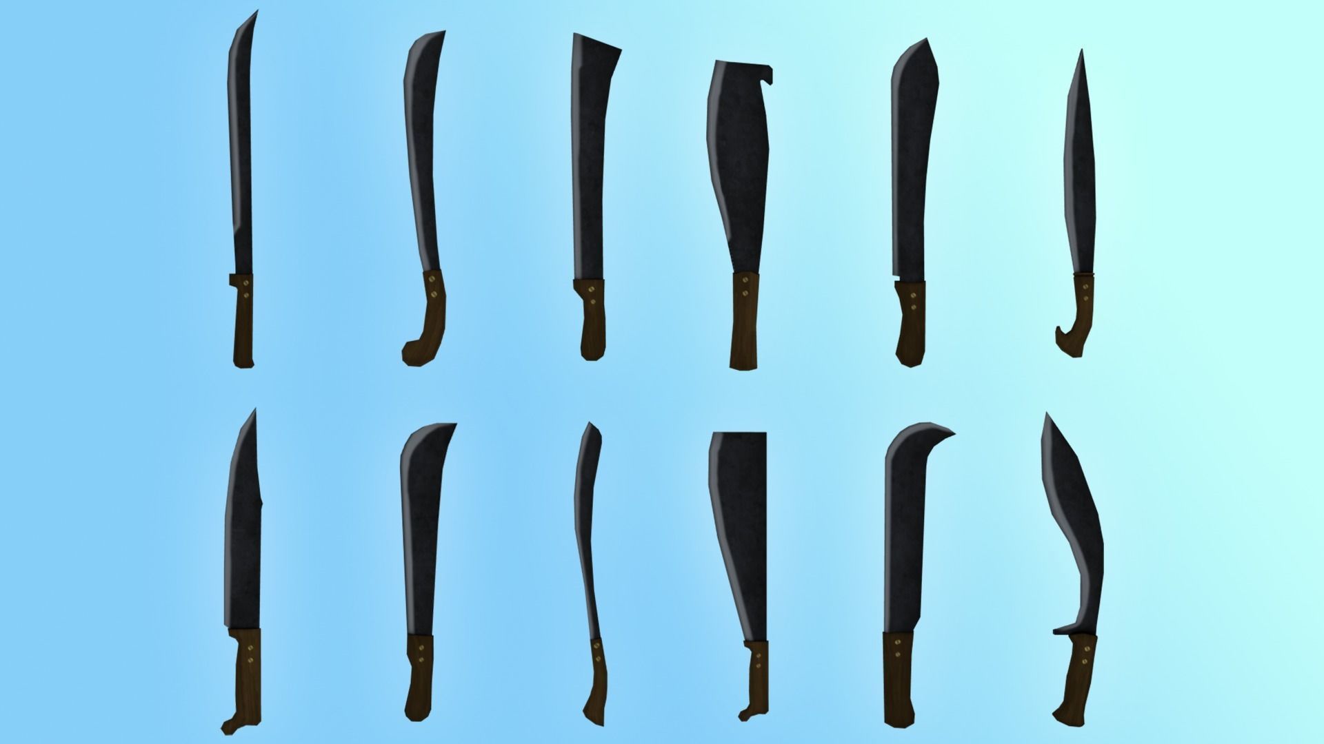Machete Pack Low-poly 3D model_2