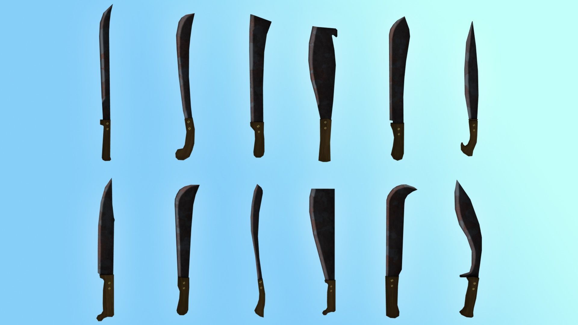Machete Pack Low-poly 3D model_4