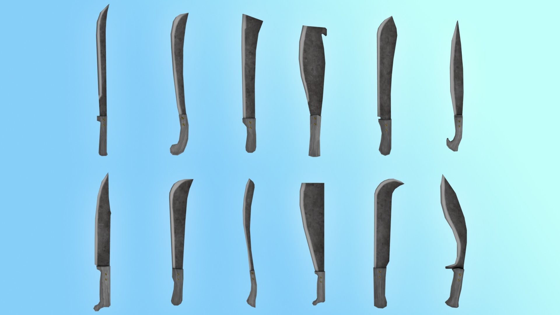 Machete Pack Low-poly 3D model_8