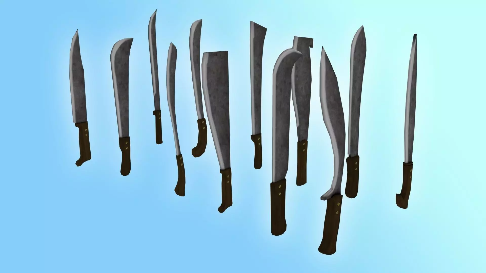 Machete Pack Low-poly 3D model_0