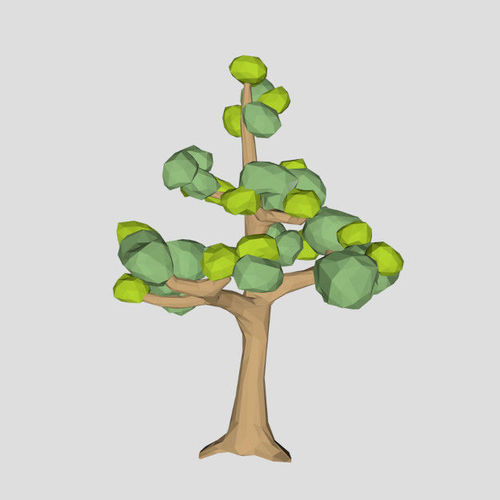 Low poly ash tree spring for cartoon Low-poly 3D model
