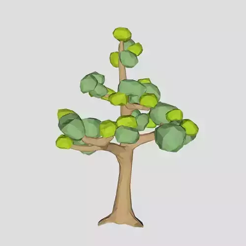 Low poly ash tree spring for cartoon