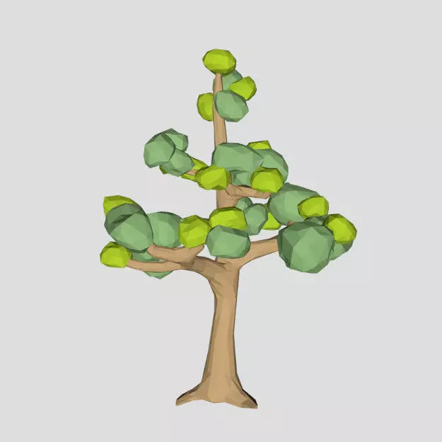 Low poly ash tree spring for cartoon Low-poly 3D model_0